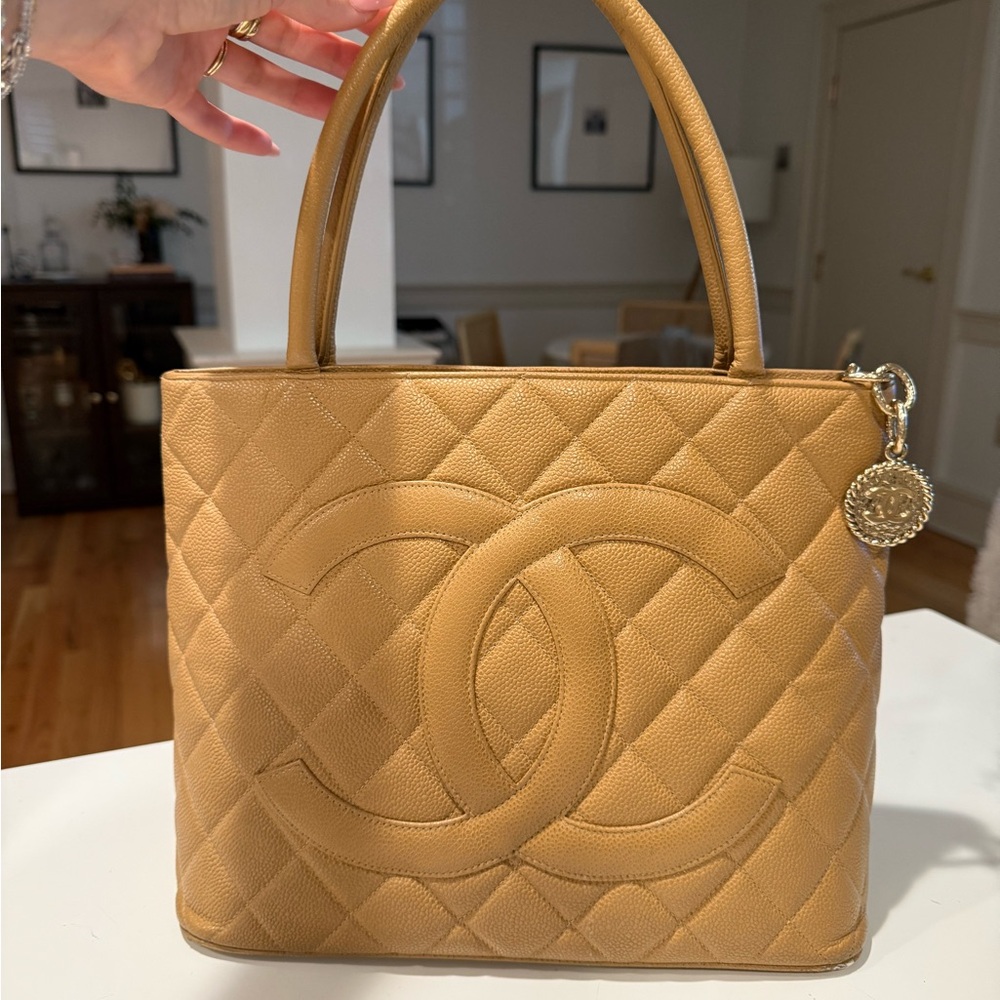 Chanel Tan Quilted Medallion Tote Bag